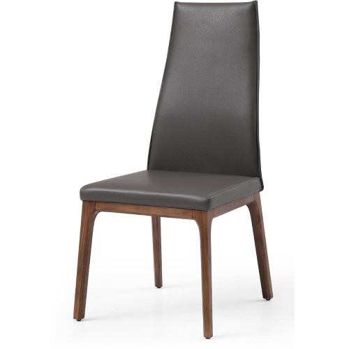 Windsor High Back Dining Chair in Dark Grey Eco Leather & Walnut Finish